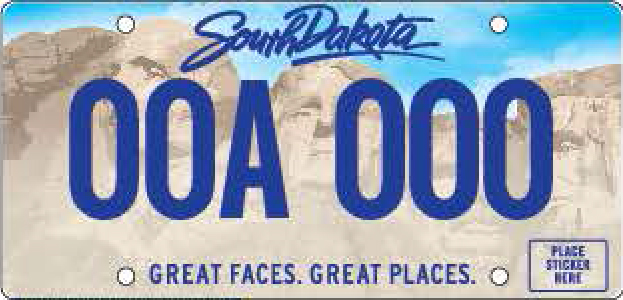 Standard South Dakota License Plate