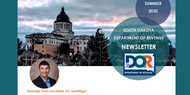 front page of summer 2020 newsletter with message from Secretary Jim Terwilliger, with the capitol in the background